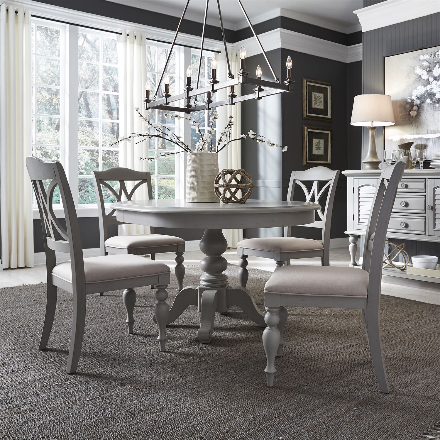 5 piece dining room set in Dove Grey Finish